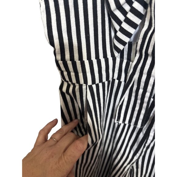 Alpha and Omega XS Black & White Striped Tie Front Wide Leg Jumpsuit Professiona - Picture 5 of 8